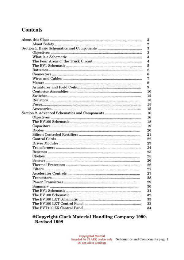 Clark ET-101 Forklift Schematics and Components Technical Training Manual - PDF Download