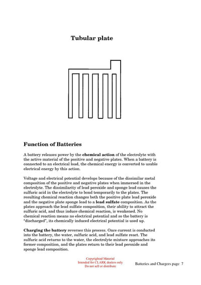Clark ET-102 Forklift Batteries and Chargers Technical Training Manual - PDF Download