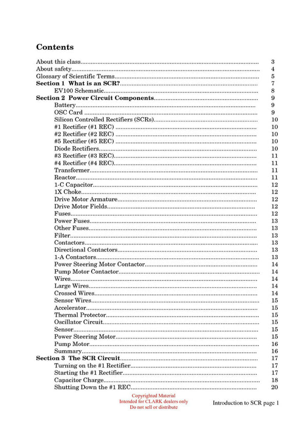 Clark ET-103 Forklift Introduction to SCR Technical Training Manual - PDF Download