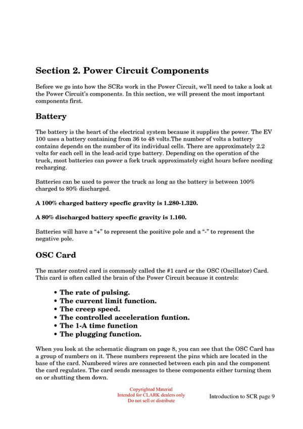 Clark ET-103 Forklift Introduction to SCR Technical Training Manual - PDF Download