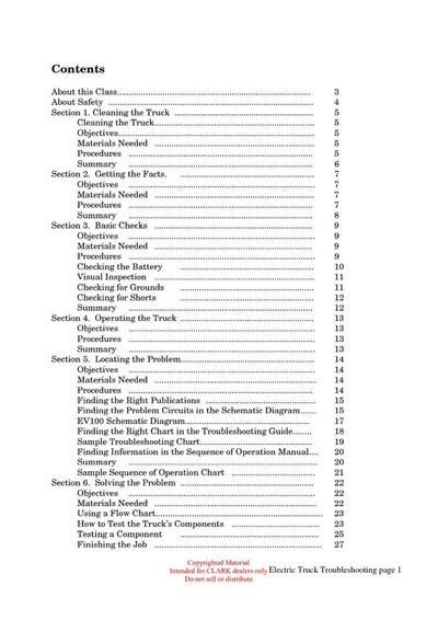 Clark ET-110 Forklift Electric Truck Troubleshooting Technical Training Manual - PDF Download