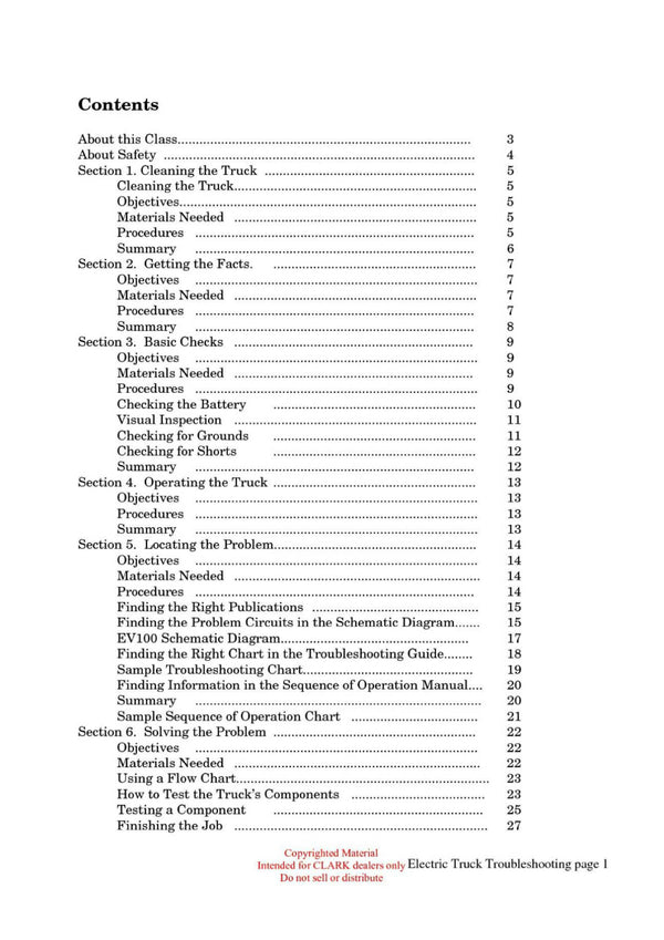 Clark ET-110 Forklift Electric Truck Troubleshooting Technical Training Manual - PDF Download