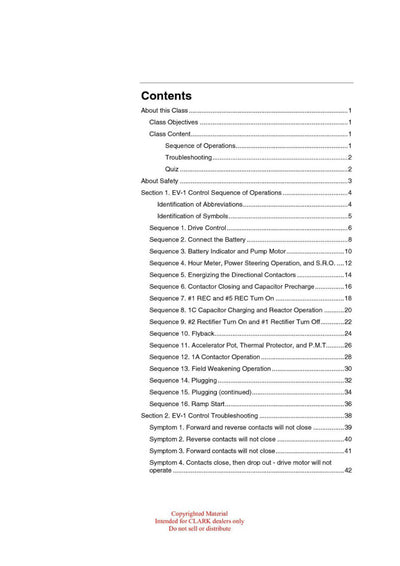 Clark ET-201 Forklift Troubleshooting the EV 1 Control Technical Training Manual - PDF Download