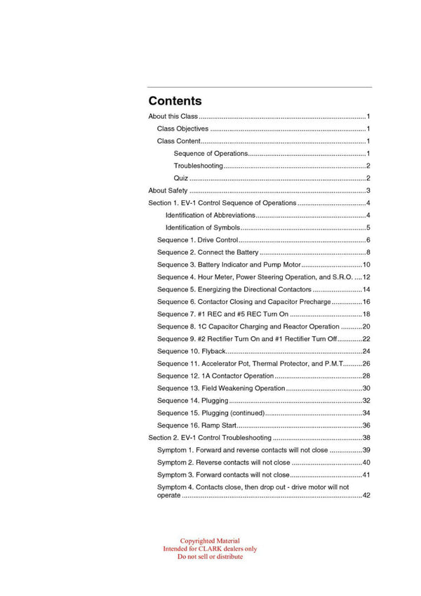 Clark ET-201 Forklift Troubleshooting the EV 1 Control Technical Training Manual - PDF Download
