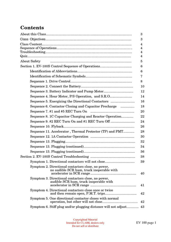 Clark ET-202 Forklift Troubleshooting the EV 100 Control Technical Training Manual - PDF Download