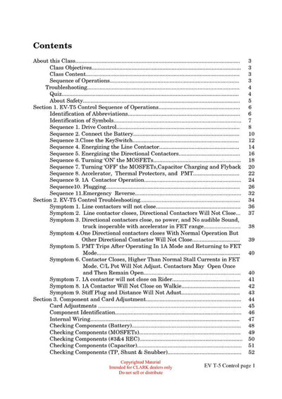 Clark ET-204 Forklift Troubleshooting the EV T5 Control Technical Training Manual - PDF Download