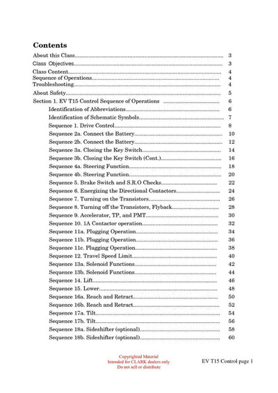 Clark ET-205 Forklift Troubleshooting the EV T15 Control Technical Training Manual - PDF Download