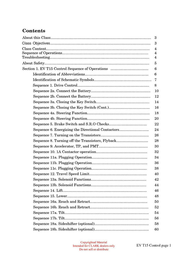Clark ET-205 Forklift Troubleshooting the EV T15 Control Technical Training Manual - PDF Download