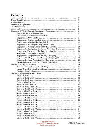 Clark ET-207 Forklift Troubleshooting the CTS 450 Control Technical Training Manual - PDF Download