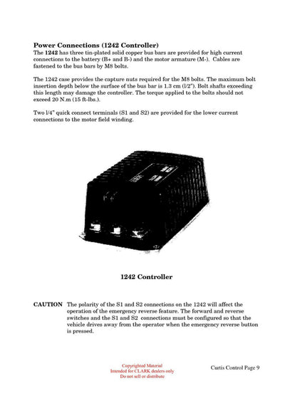 Clark ET-208 Forklift Troubleshooting The Curtis Control Technical Training Manual - PDF Download