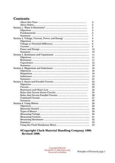 Clark Elec ET-100 Principles of Electricity Technical Training Manual - PDF Download