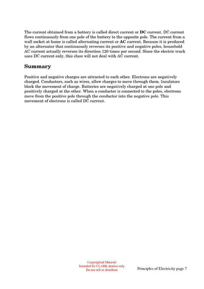 Clark Elec ET-100 Principles of Electricity Technical Training Manual - PDF Download