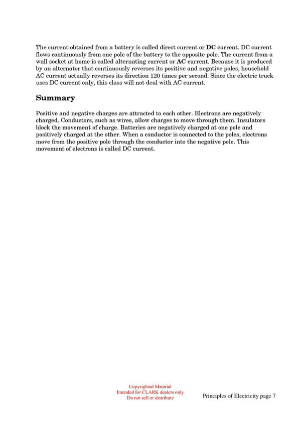 Clark Elec ET-100 Principles of Electricity Technical Training Manual - PDF Download