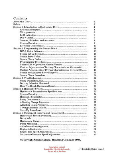 Clark HT-200 Forklift Hydrostatic Drive Technical Training Manual - PDF Download