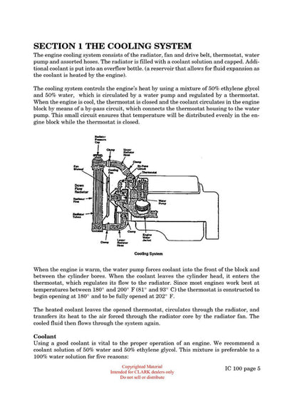 Clark IC-100 Forklift Cooling and Exhaust Systems Technical Training Manual - PDF Download