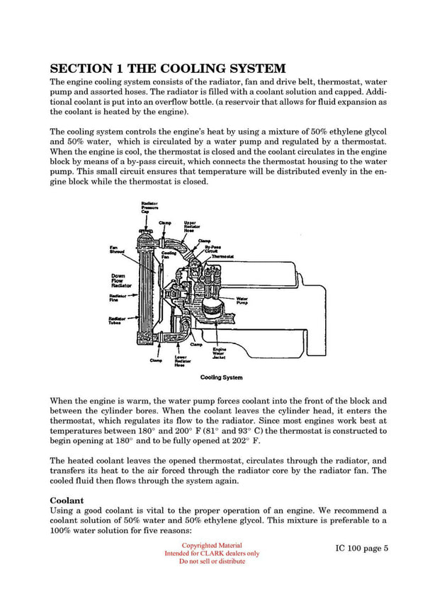 Clark IC-100 Forklift Cooling and Exhaust Systems Technical Training Manual - PDF Download