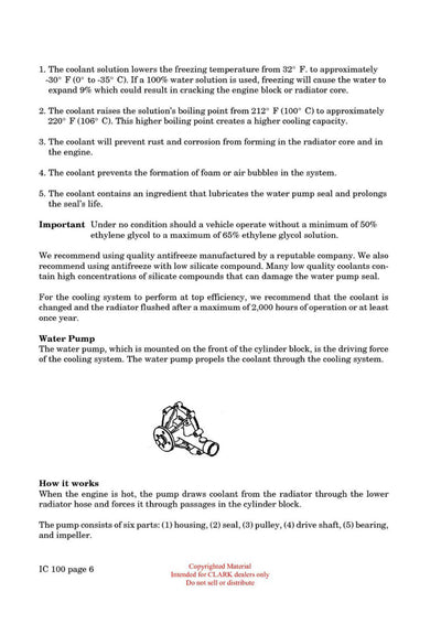 Clark IC-100 Forklift Cooling and Exhaust Systems Technical Training Manual - PDF Download