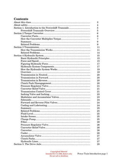 Clark IC-102 Forklift Power Train Introduction Technical Training Manual - PDF Download