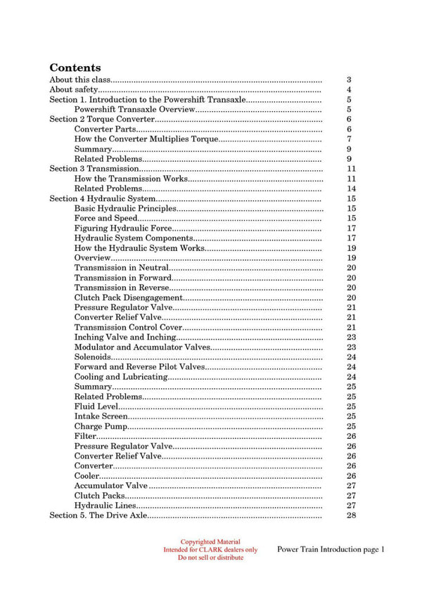 Clark IC-102 Forklift Power Train Introduction Technical Training Manual - PDF Download