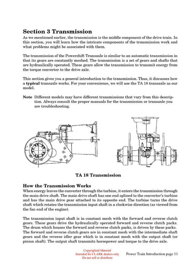 Clark IC-102 Forklift Power Train Introduction Technical Training Manual - PDF Download
