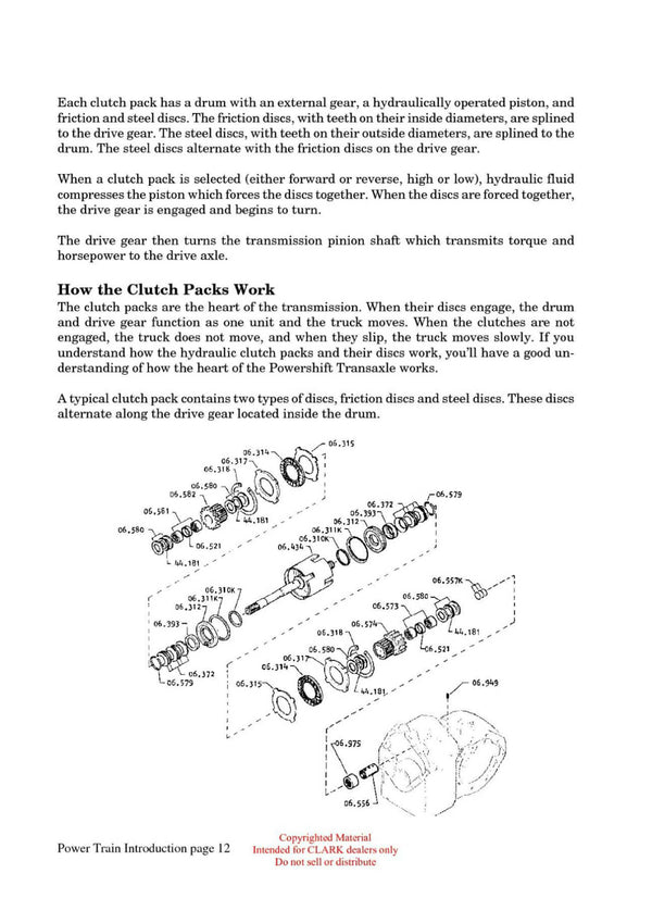 Clark IC-102 Forklift Power Train Introduction Technical Training Manual - PDF Download