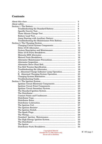 Clark IC-103 Forklift Electrical Systems IC Lift Trucks Technical Training Manual - PDF Download