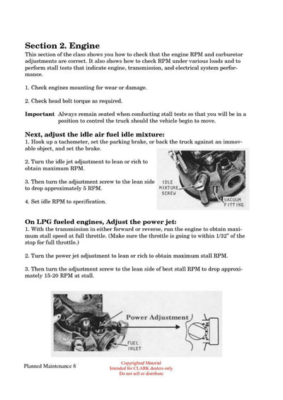 Clark IC-110 Forklift Planned Maintenance Technical Training Manual - PDF Download