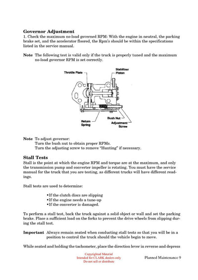 Clark IC-110 Forklift Planned Maintenance Technical Training Manual - PDF Download