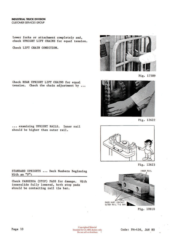 Clark PMA-436 Forklift Planned Maintenance & Adjustment - PDF Download