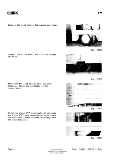 Clark PMA-445 Forklift Planned Maintenance & Adjustment Manual - PDF Download