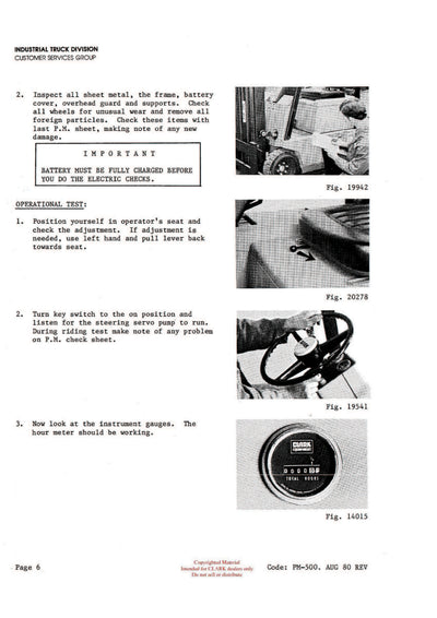 Clark PMA-500 Forklift Planned Maintenance & Adjustment Manual - PDF Download