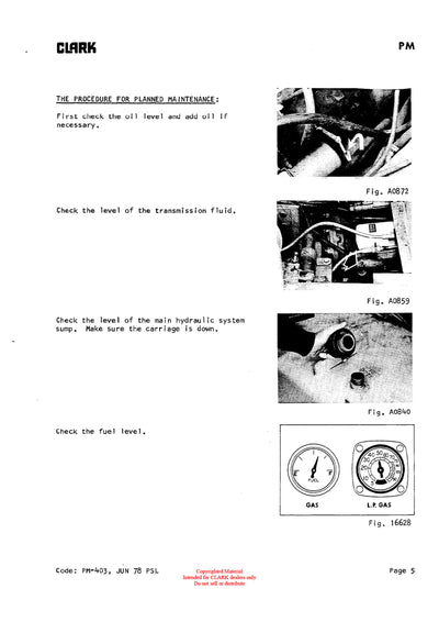 Clark Y1015 (PMA-534) Forklift Planned Maintenance & Adjustment Manual - PDF Download