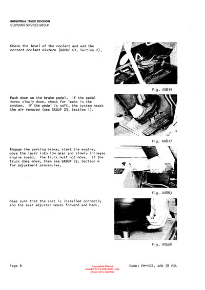 Clark Y1015 (PMA-534) Forklift Planned Maintenance & Adjustment Manual - PDF Download
