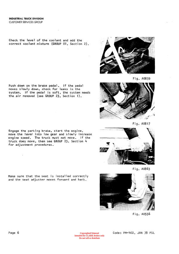 Clark Y1015 (PMA-534) Forklift Planned Maintenance & Adjustment Manual - PDF Download