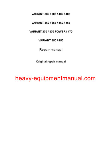 Class Variant 360, 365, 460, 465 Baler Service Manual  Class Variant 360, 365, 460, 465 Baler Service Repair Manual PDF