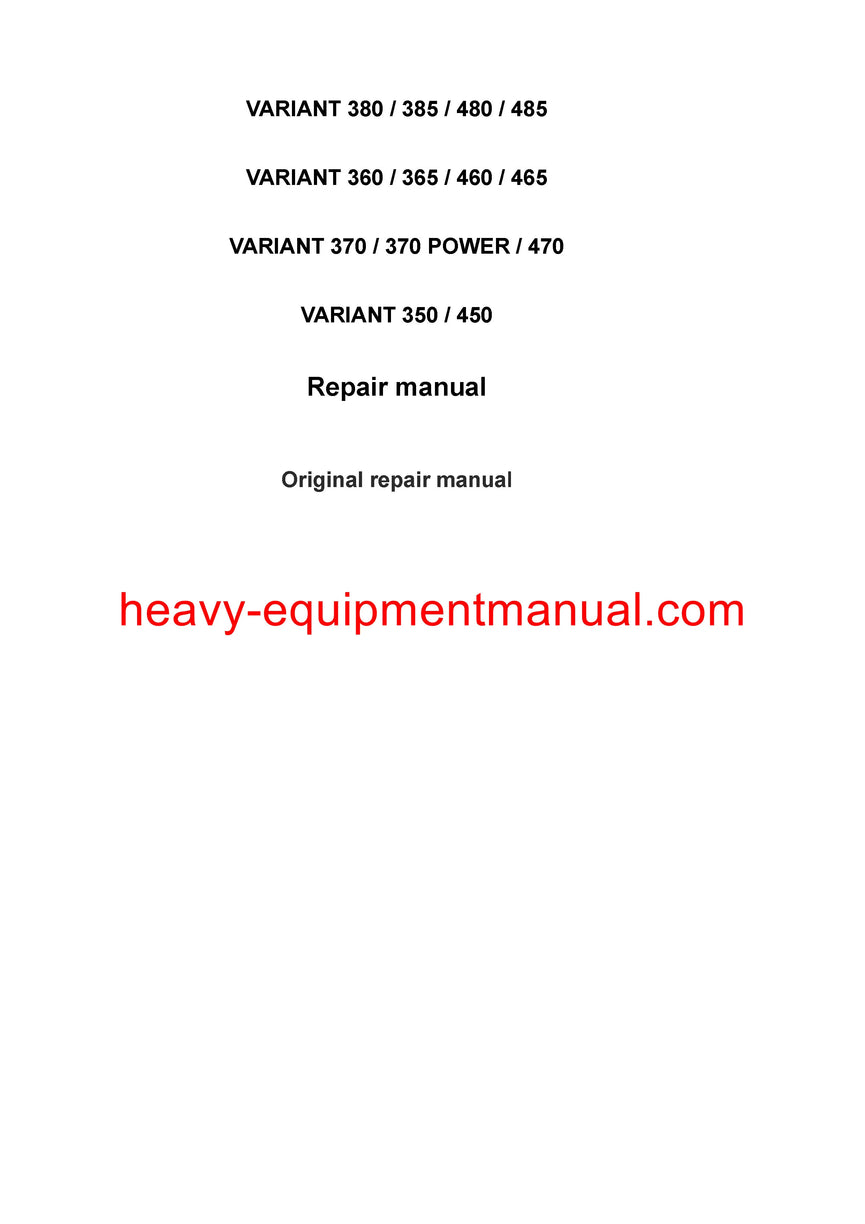 Class Variant 360, 365, 460, 465 Baler Service Manual 