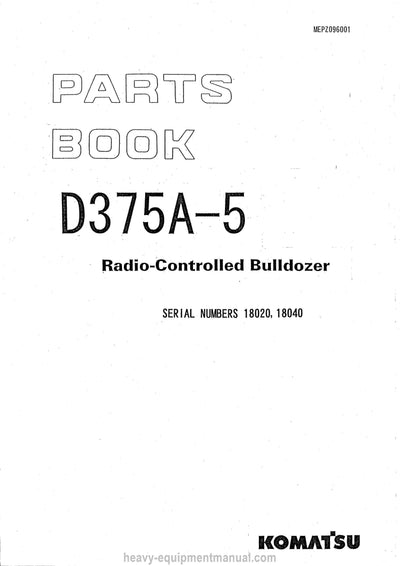 Komatsu D375A-5(JPN)-RADIO CONTROL Crawler Dozer Parts Manual SN 18020, 18040
