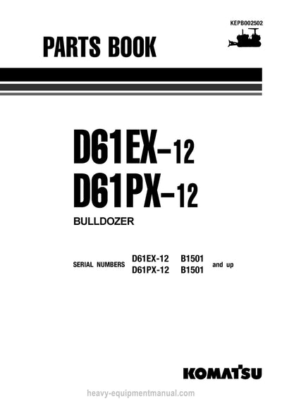 Komatsu D61PX-12(BRA)-SA Crawler Dozer Parts Manual SN B3001-UP