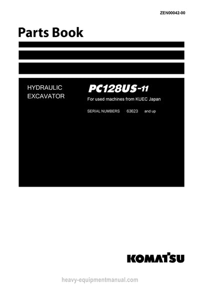 Komatsu PC128US-11(JPN) Crawler Excavator Parts Manual SN 63623 - UP