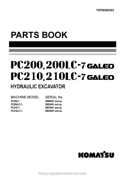 Komatsu PC200-7MM and additional models (CHN)-MULTI-MONITOR Crawler Excavator Parts Manual SN DBG0001-UP