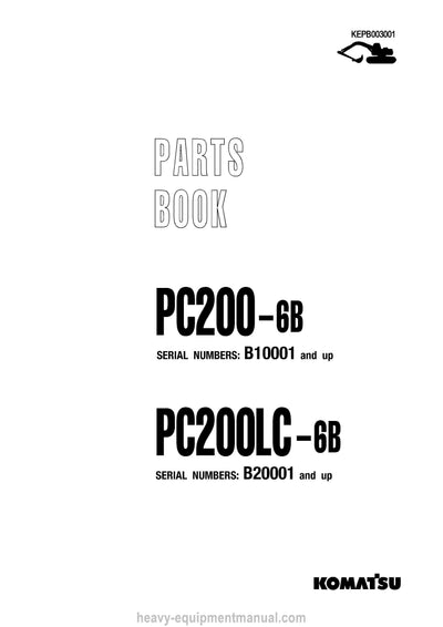 Komatsu PC200LC-6(BRA) Crawler Excavator Parts Manual SN B20001-UP