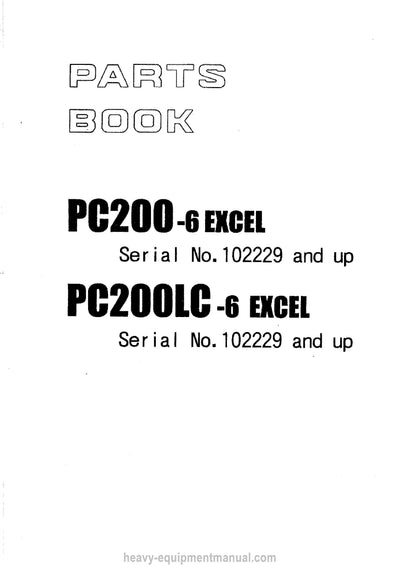 Komatsu PC200LC-6(JPN)-EXCEL Crawler Excavator Parts Manual SN 102229-UP