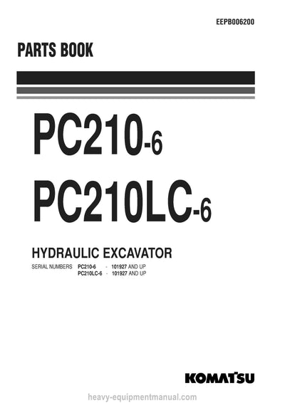 Komatsu PC210-6(GBR)-K Crawler Excavator Parts Manual SN 101927-UP