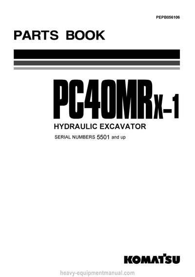 Komatsu PC40MRX-1(JPN)-FOR EU Crawler Excavator Parts Manual SN 5501-UP