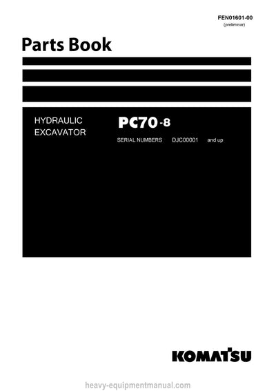Komatsu PC70-8(JPN)-FOR BRAZIL Crawler Excavator Parts Manual SN 10011-UP