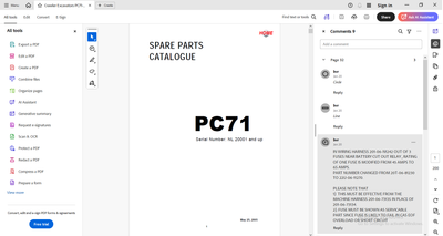 Komatsu PC71-1(IND) Crawler Excavator Parts Manual SN NL20001-UP