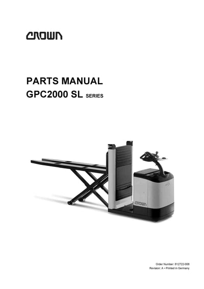 Crown GPC2000 SL Forklift Parts Manual - PDF Download