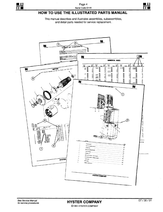 Hyster R30EEAEF R35E (D118) Forklift Parts Manual PDF Download