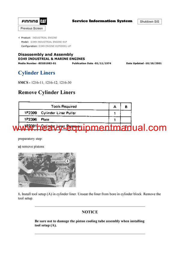 DOWNLOAD CATERPILLAR D349 INDUSTRIAL ENGINE SERVICE REPAIR MANUAL 61P