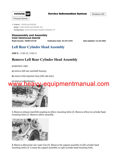Download Caterpillar D349 VEHICULAR ENGINE Service Repair Manual 32R